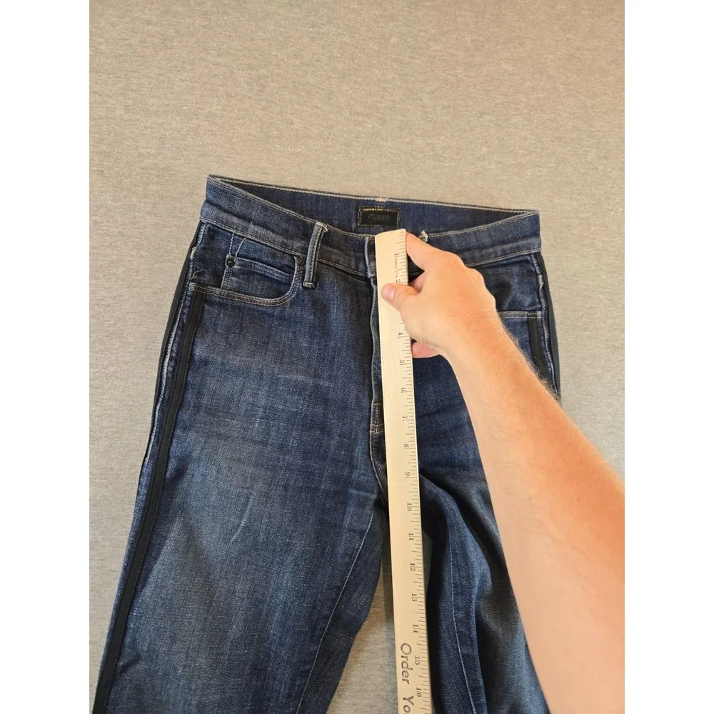 Mother Stunner Zip Ankle Step‎ Fray Jeans Sweeping Racer Womens Size 25 Blue